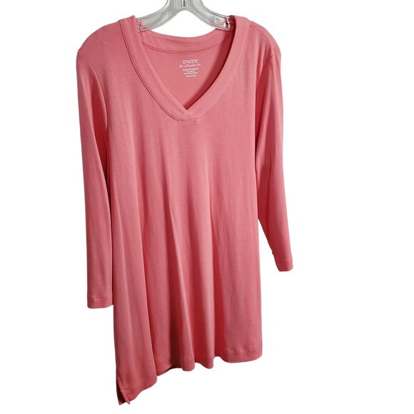 Chico's Tops - Chico's 2 Size XL Top Ultimate Tee Blocked Tunic Pima Cotton Knit Relaxed NWT
